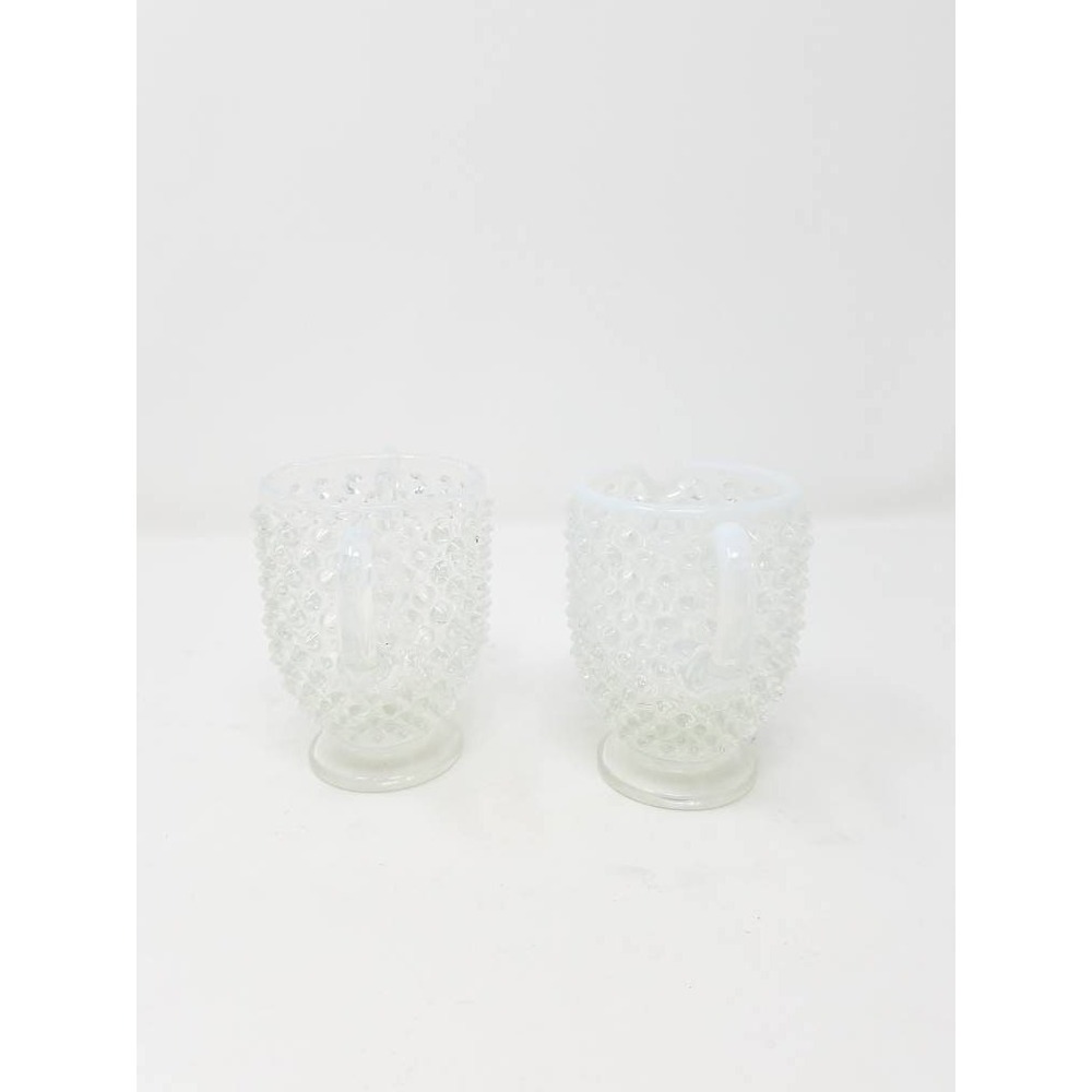 Vtg Fenton clear opalescent Hobnail creamer‎ and sugar bowl cottagecore